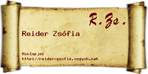 Reider Zsófia névjegykártya